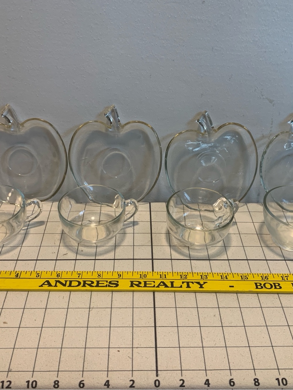 Vintage Hazel Atlas "Orchard" Apple Snack Set (4 Plates & 4 Cups)